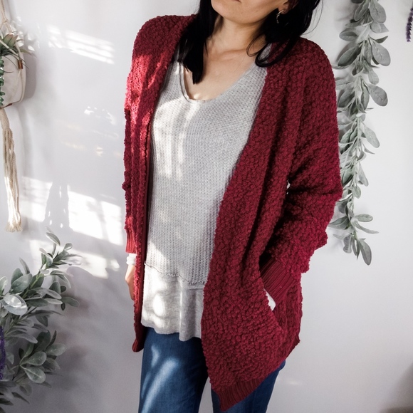 Dreamers Sweaters - ♻️DREAMERS BY DEBUT Nubby Cardigan red chenille925